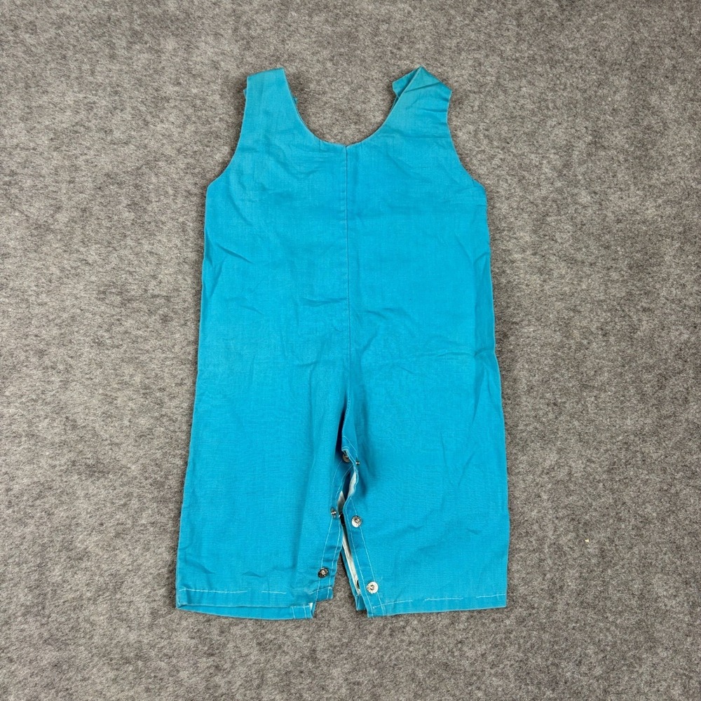 Romper Baby Teal Blue Hello World Stork Embroidery Vintage Surf Preppy 80s 90s - Picture 7 of 10